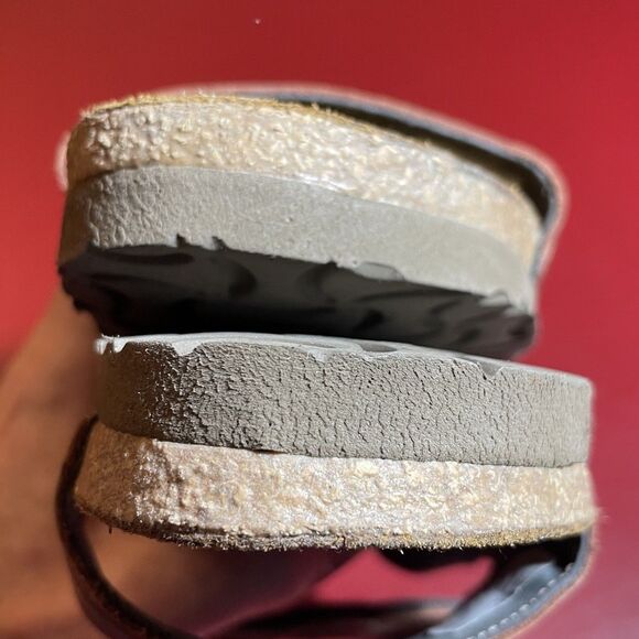 Naot Leather Slide Sandals Womens EU 36 US 5.5 Brown Chain Israel Comfort - Picture 6 of 13